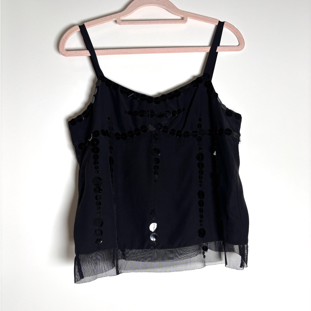 Vintage Marc Jacobs Sequin Cami | Y2K Designer Black Silk Top | Coquettecore